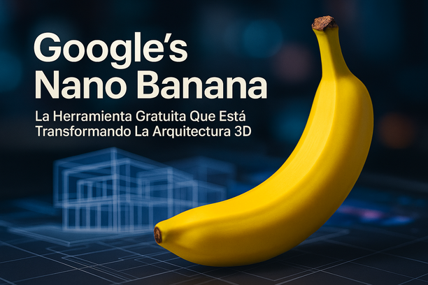 "Portada de 'Google’s Nano Banana AI': modernidad, tecnología y creatividad en 3D con un plátano innovador."