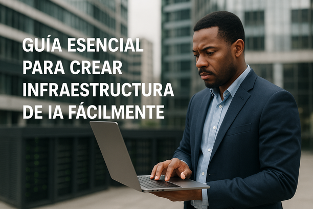 alt_text: "Portada que ilustra los pasos para construir infraestructura de IA en un entorno urbano moderno."